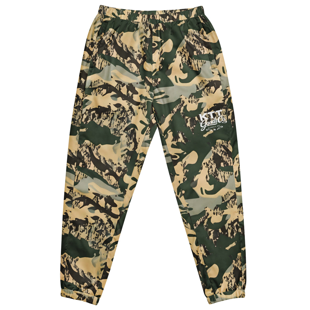 TV-D1 Track Pants in Tobacco Valley D1 camouflage, front-view product mockup