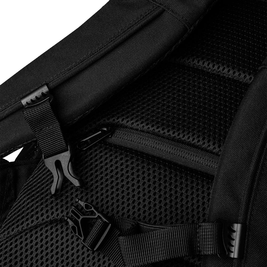 Back view of the TV-D1 Field Utility Backpack with black padding and adjustable shoulder straps.