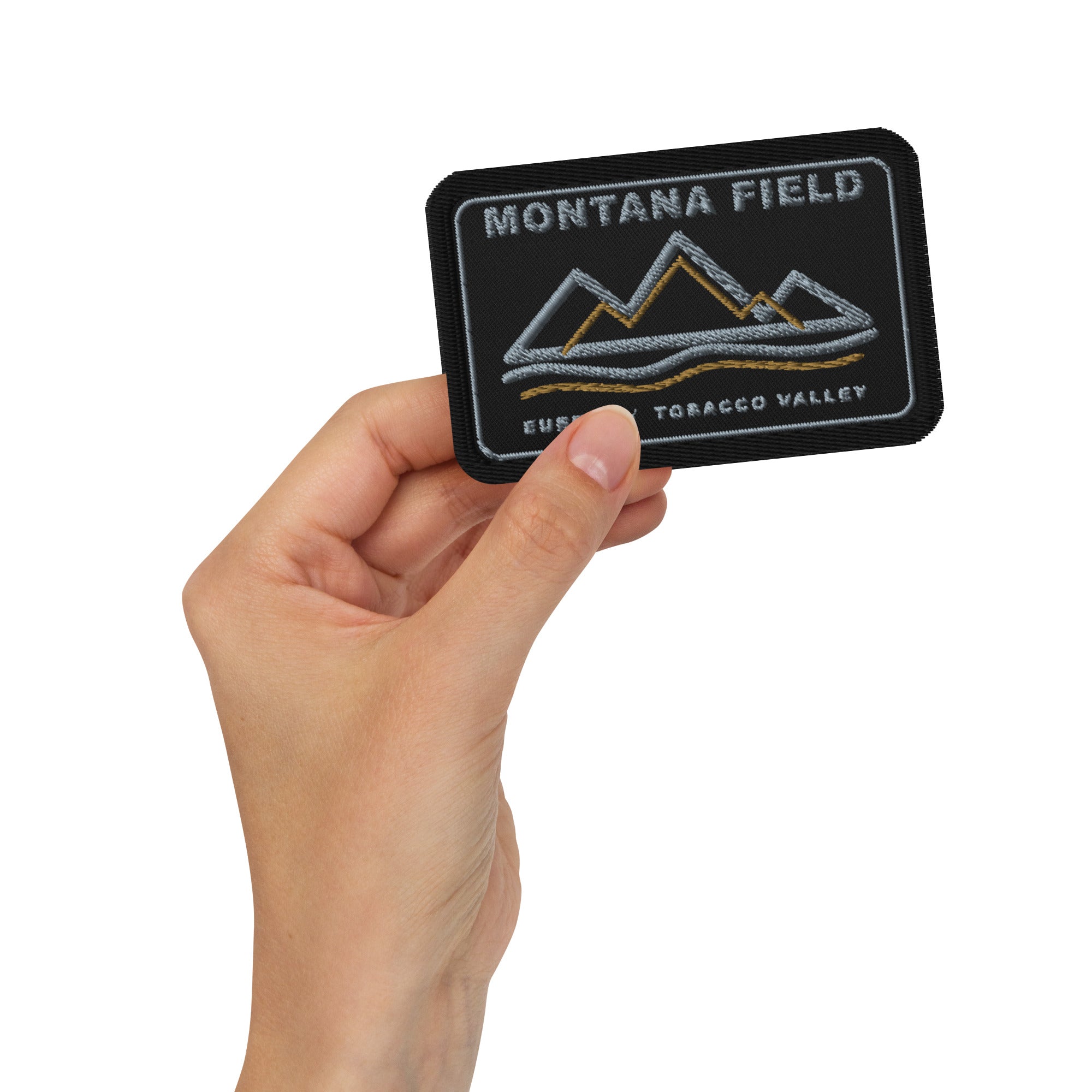 KTT Field Marks — Montana Field Embroidered Patch — black rectangle 3.5 × 2.25 — front view