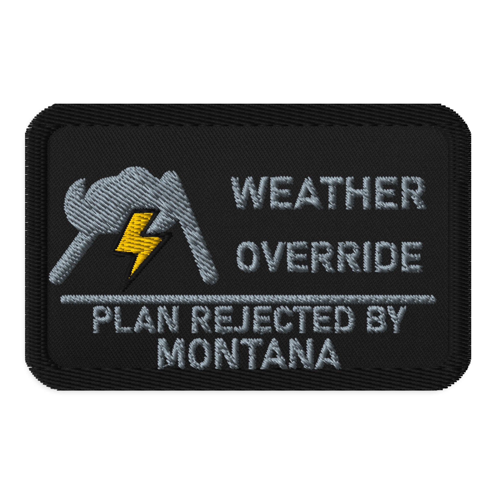 KTT Field Marks — Weather Override Morale Patch — black rectangle 3.5 × 2.25 — front view