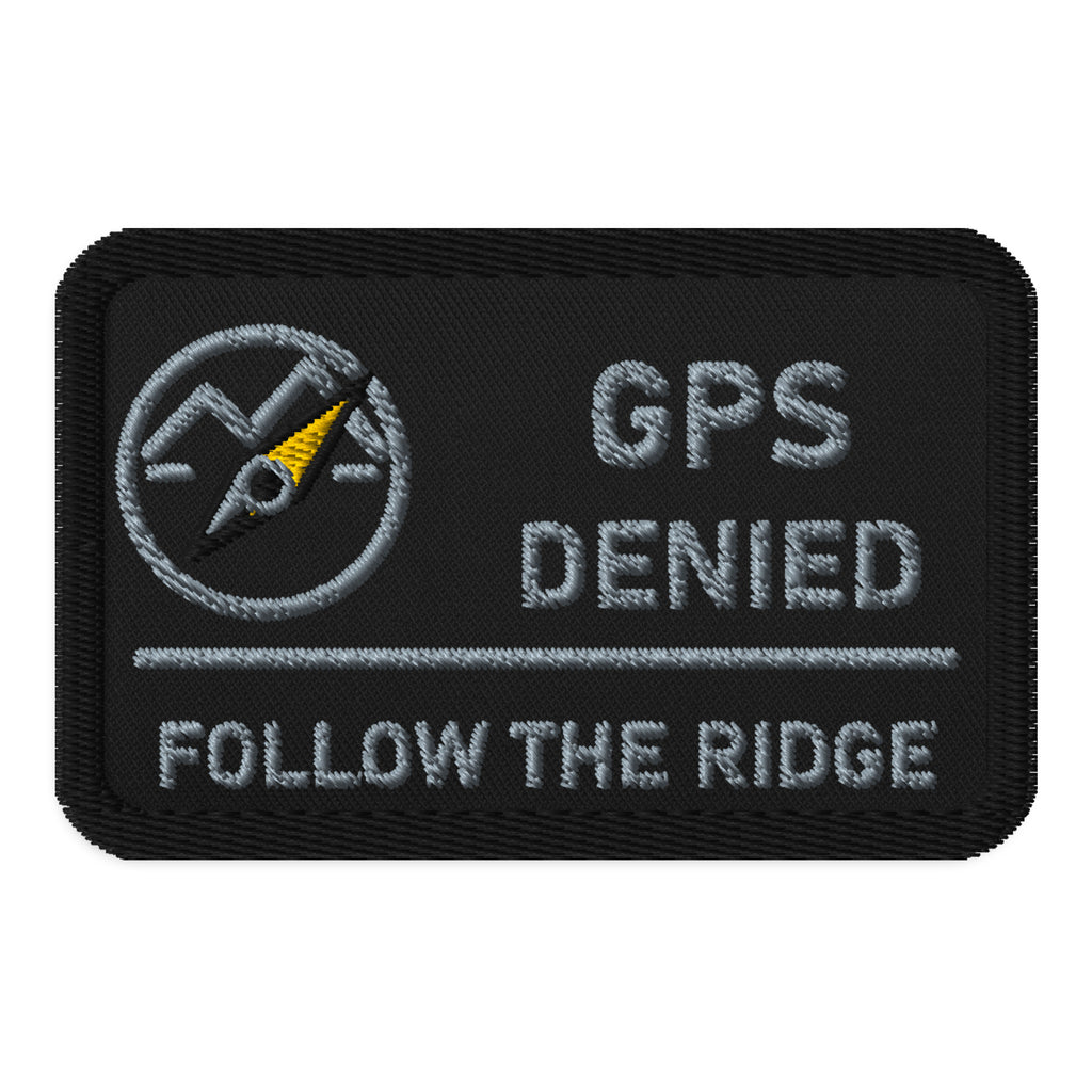 KTT Field Marks — GPS Denied Morale Patch — black rectangle 3.5 × 2.25 — front view