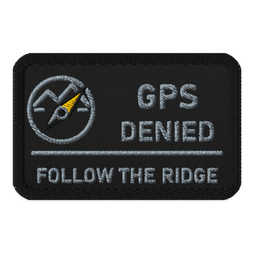 KTT Field Marks — GPS Denied Morale Patch — black rectangle 3.5 × 2.25 — front view