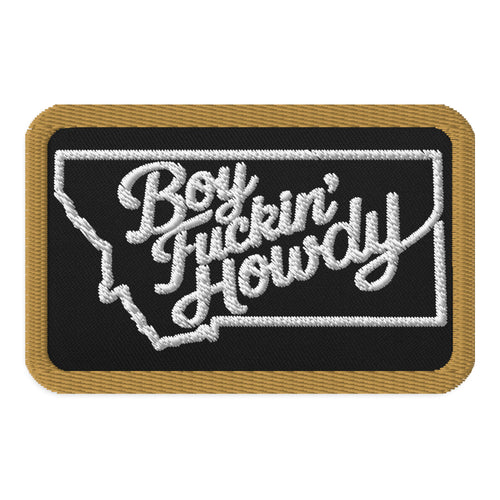 KTT Field Marks — Boy Fuckin' Howdy Morale Patch — black rectangle 3.5 × 2.25 — front view