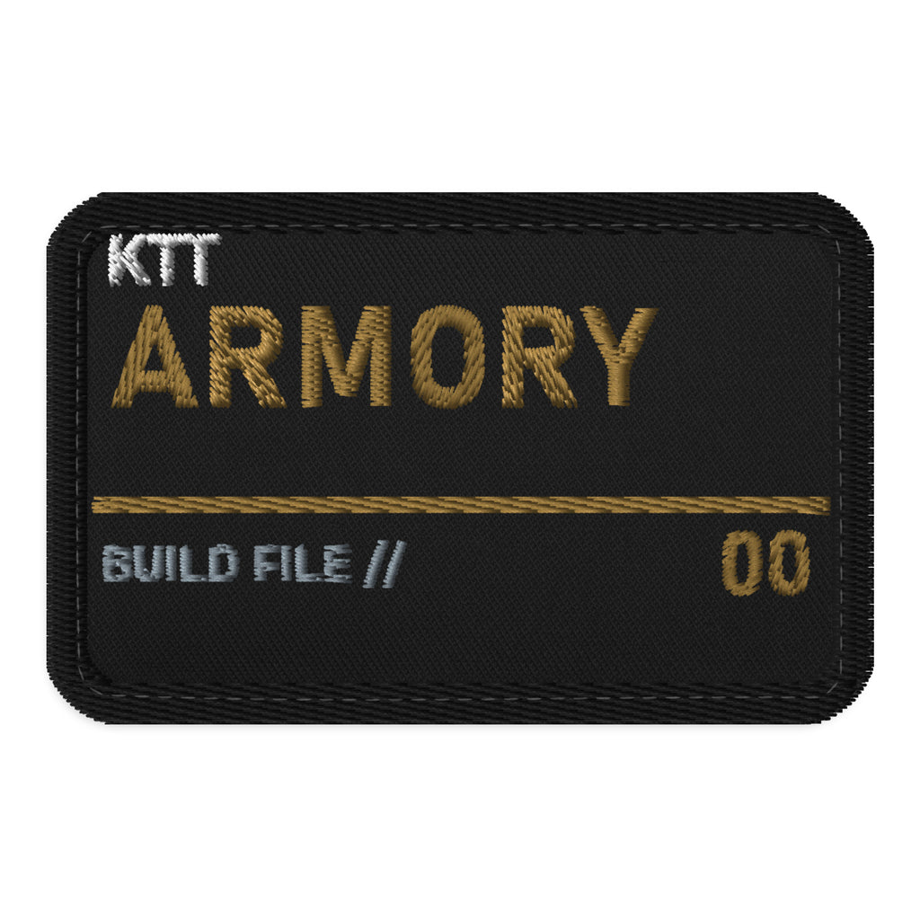 KTT Armory Build File 00 embroidered hook-and-loop patch — front