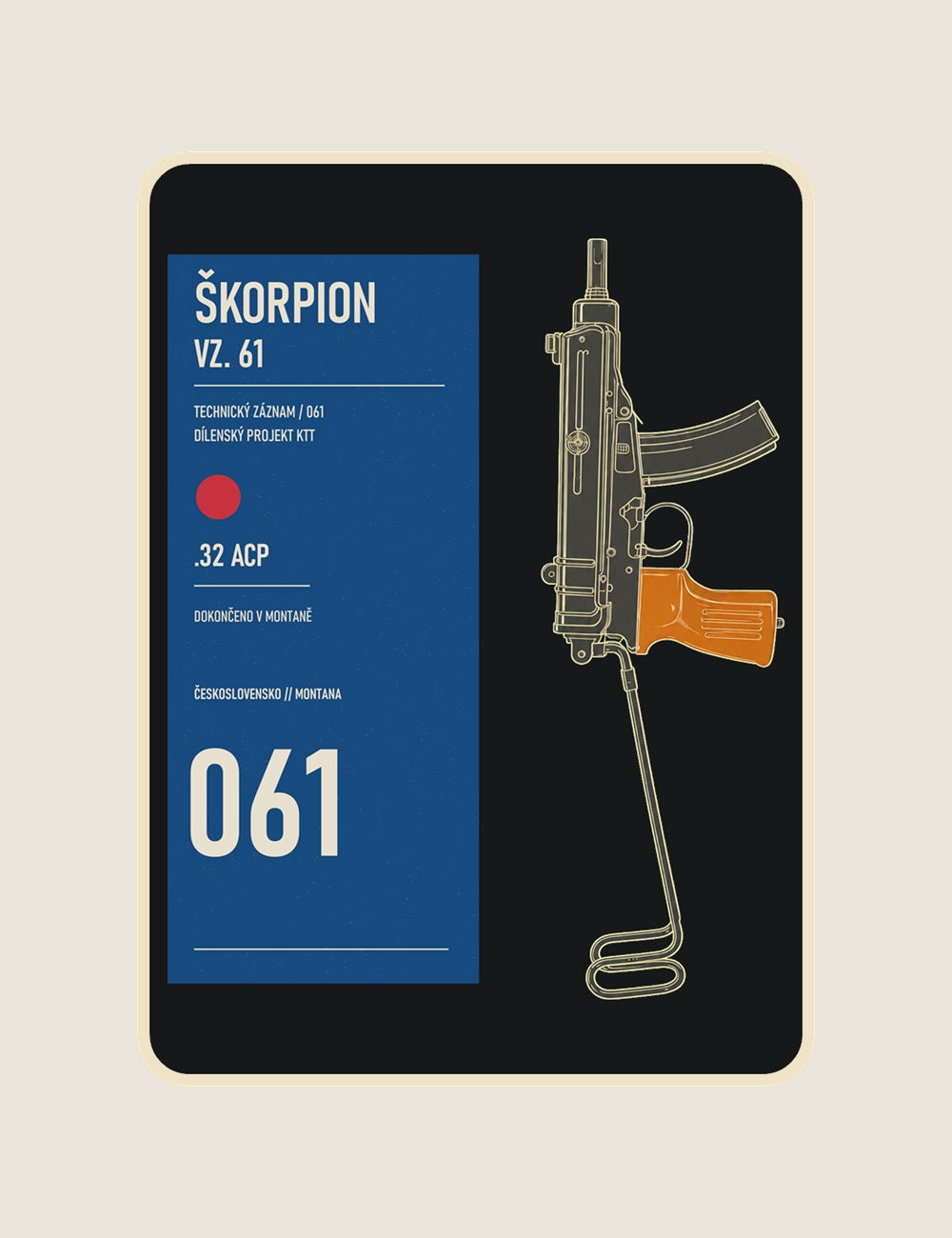 KTT VZ61 Skorpion Technical Record vinyl sticker design preview