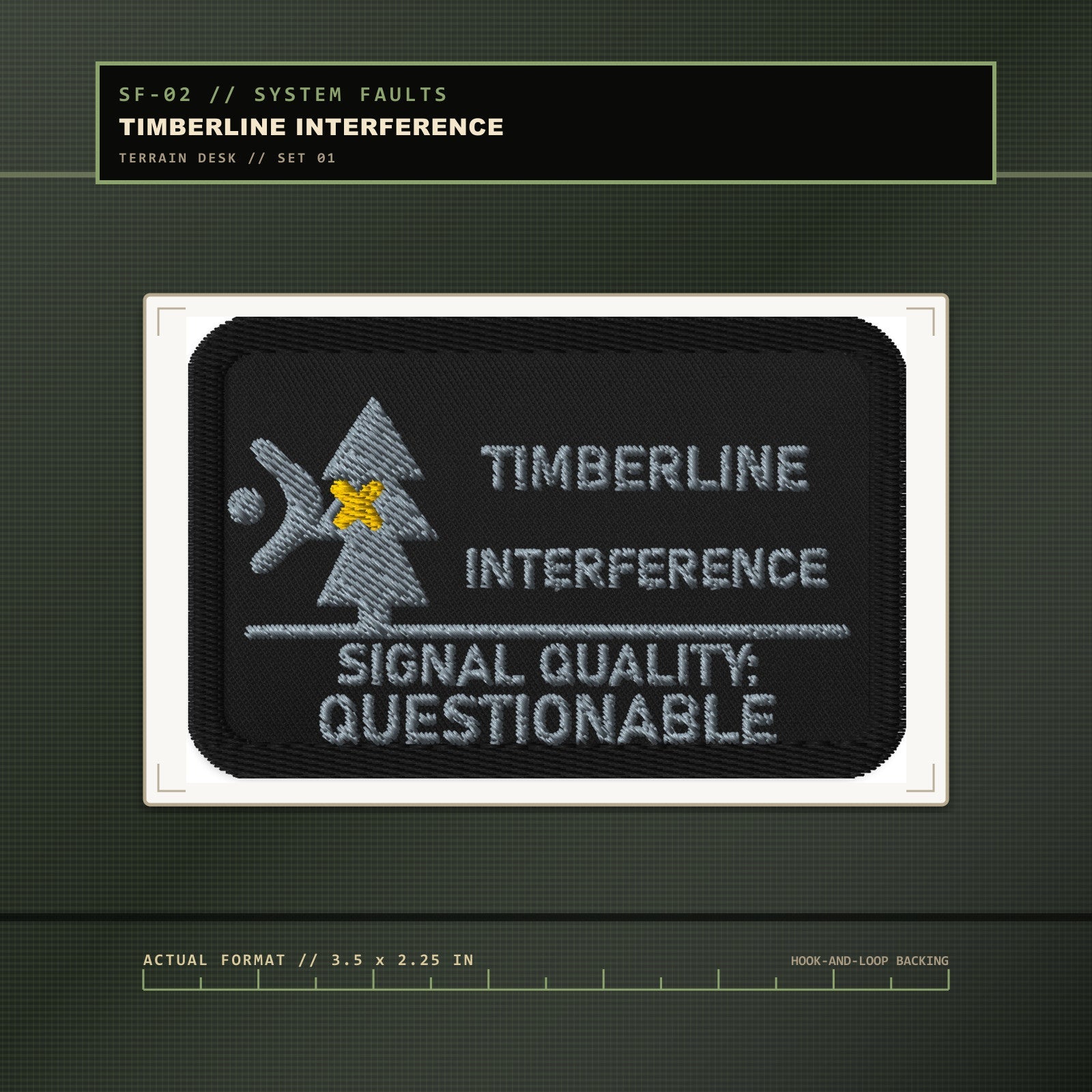 Timberline Interference exact embroidered patch on KTT field card