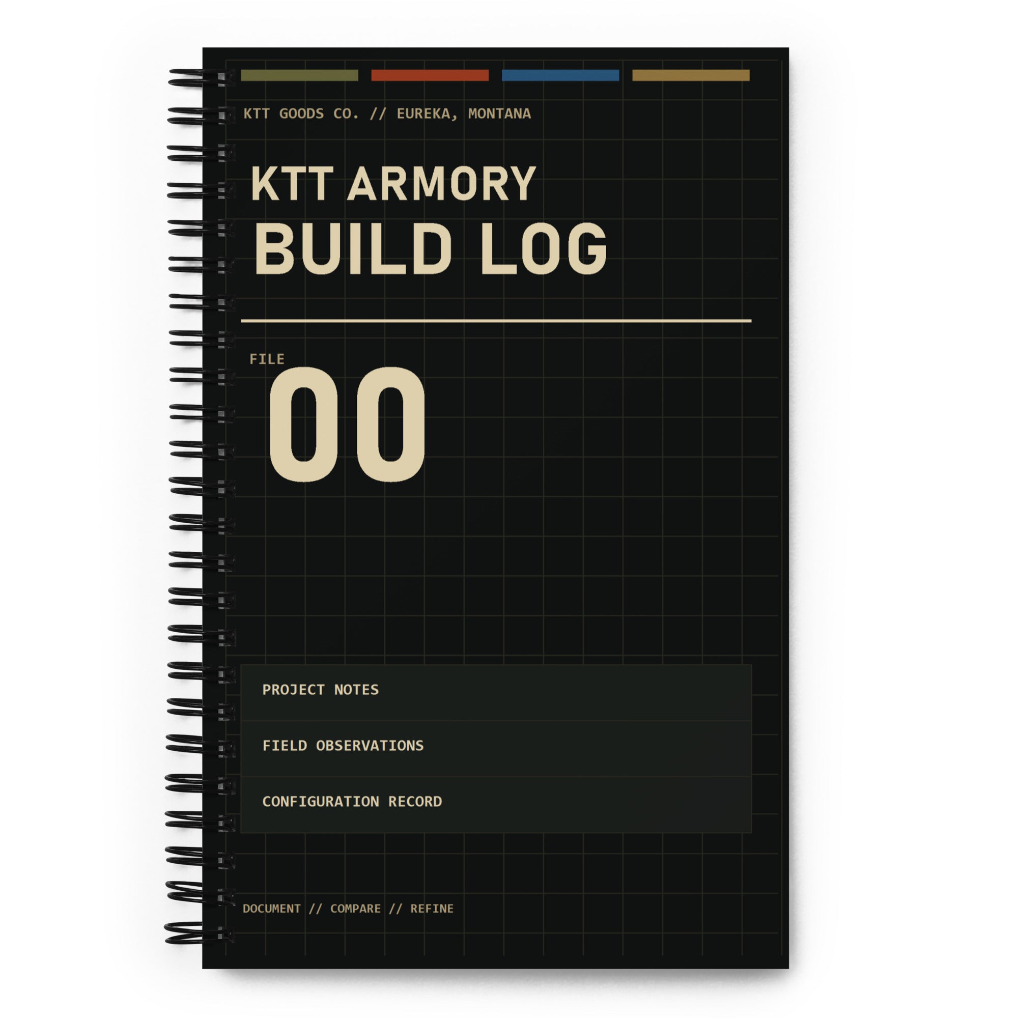 KTT Armory Build Log field notes notebook — front cover