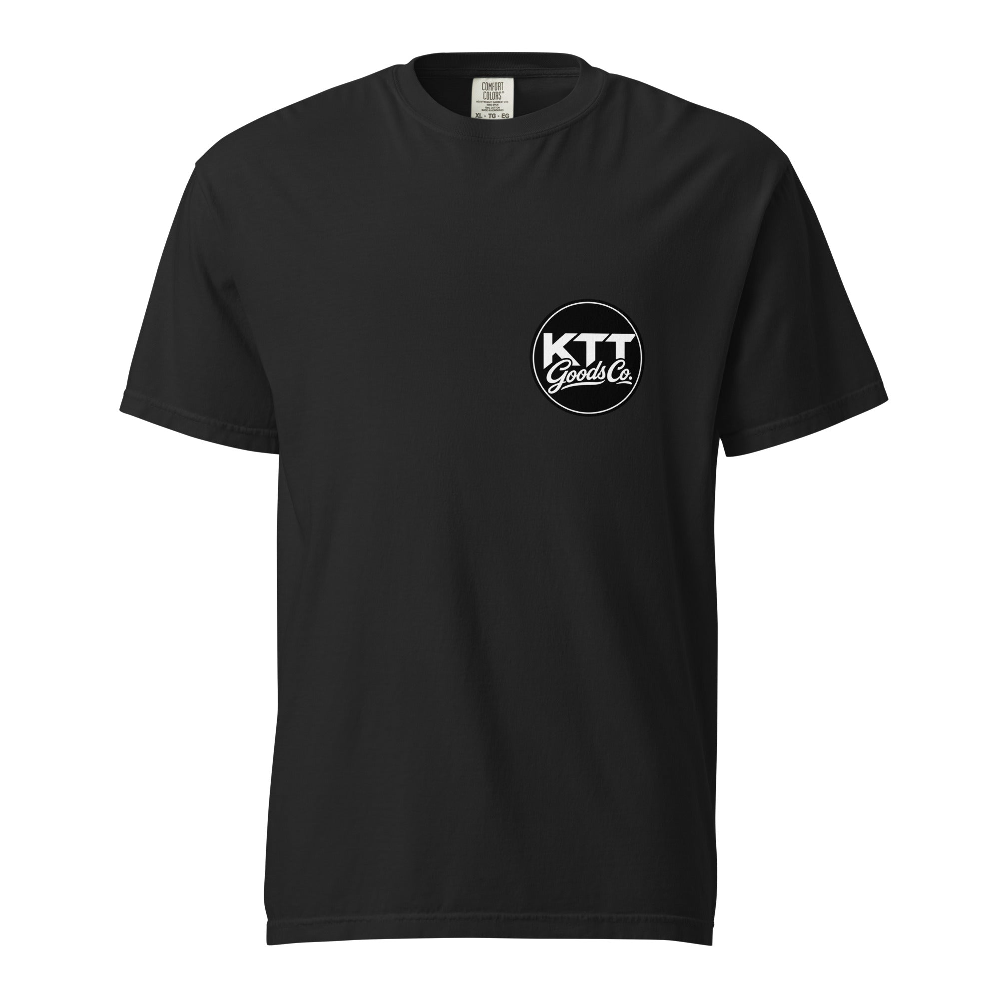 Front of black KTT VZ61 Skorpion Technical Record heavyweight tee