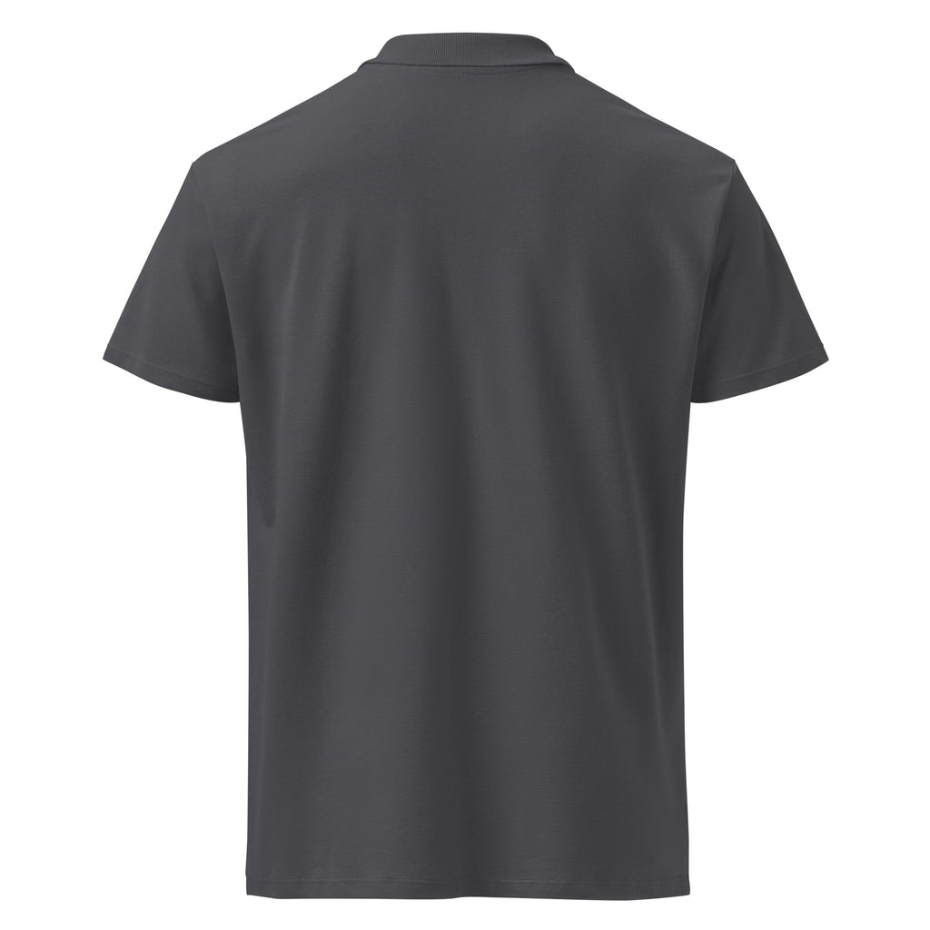 Boy Fuckin' Howdy Premium Polo — Mouse Grey — back view