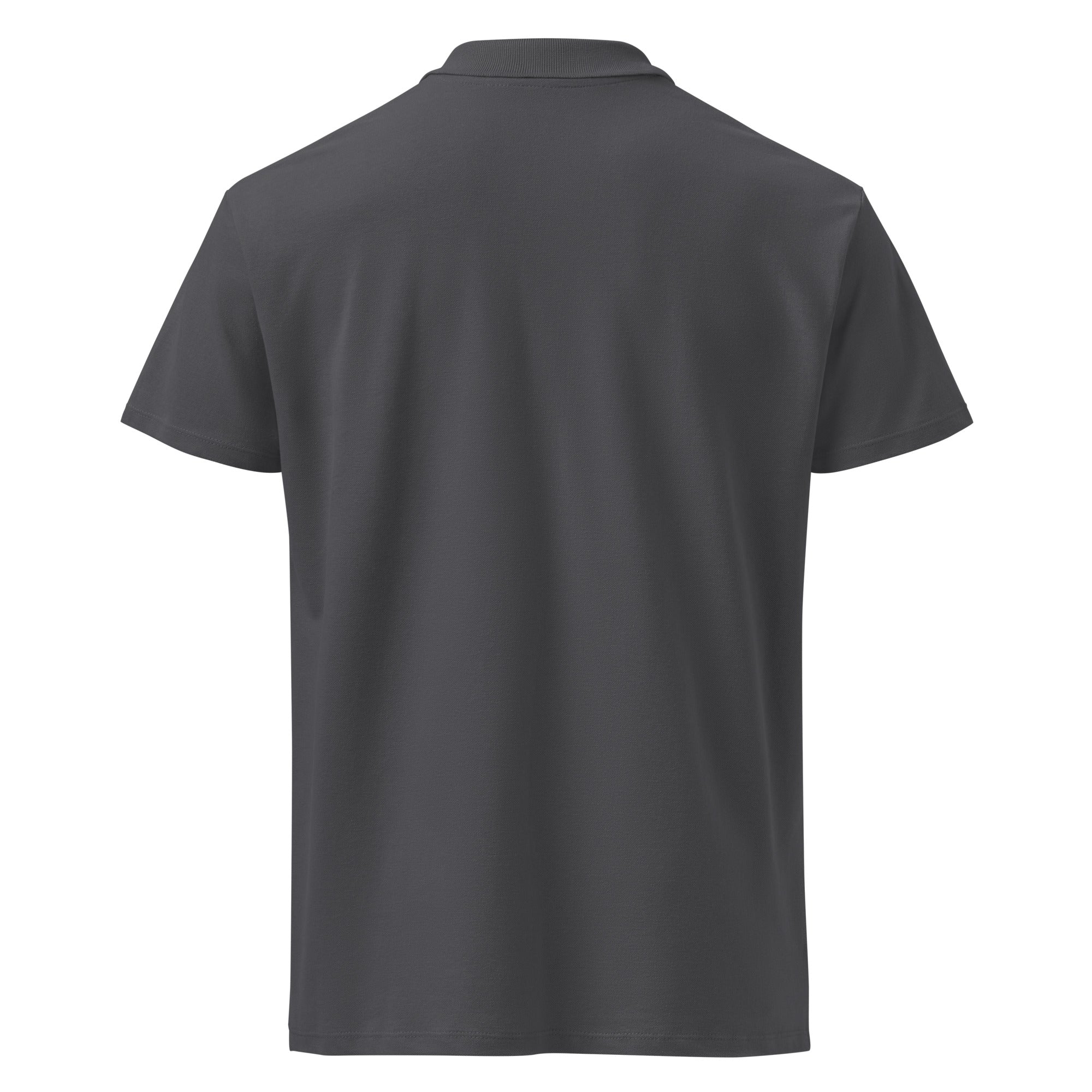 Boy Fuckin' Howdy Premium Polo — Mouse Grey — back view