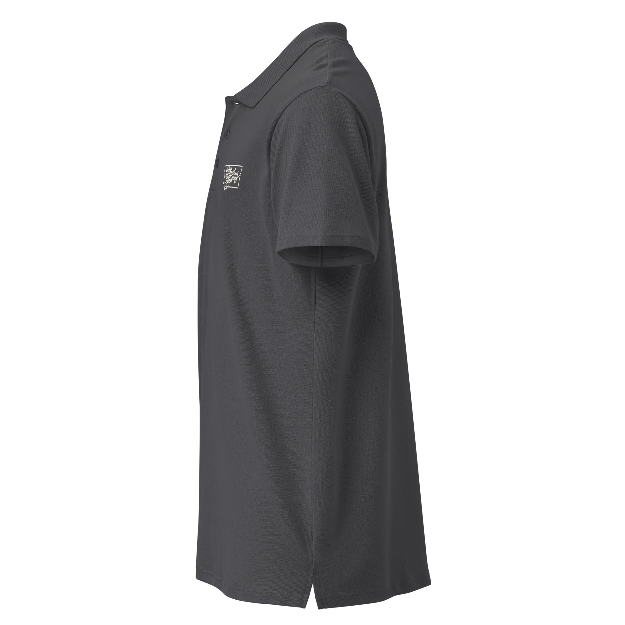 Boy Fuckin' Howdy Premium Polo — Mouse Grey — left-side view